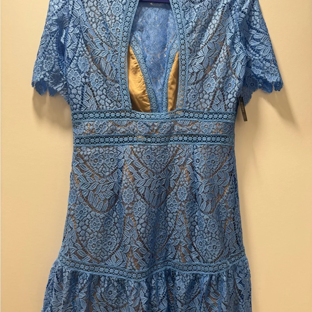 REVOLVE Blue Lace Fit & Flare Mini Dress - Picture 2 of 2